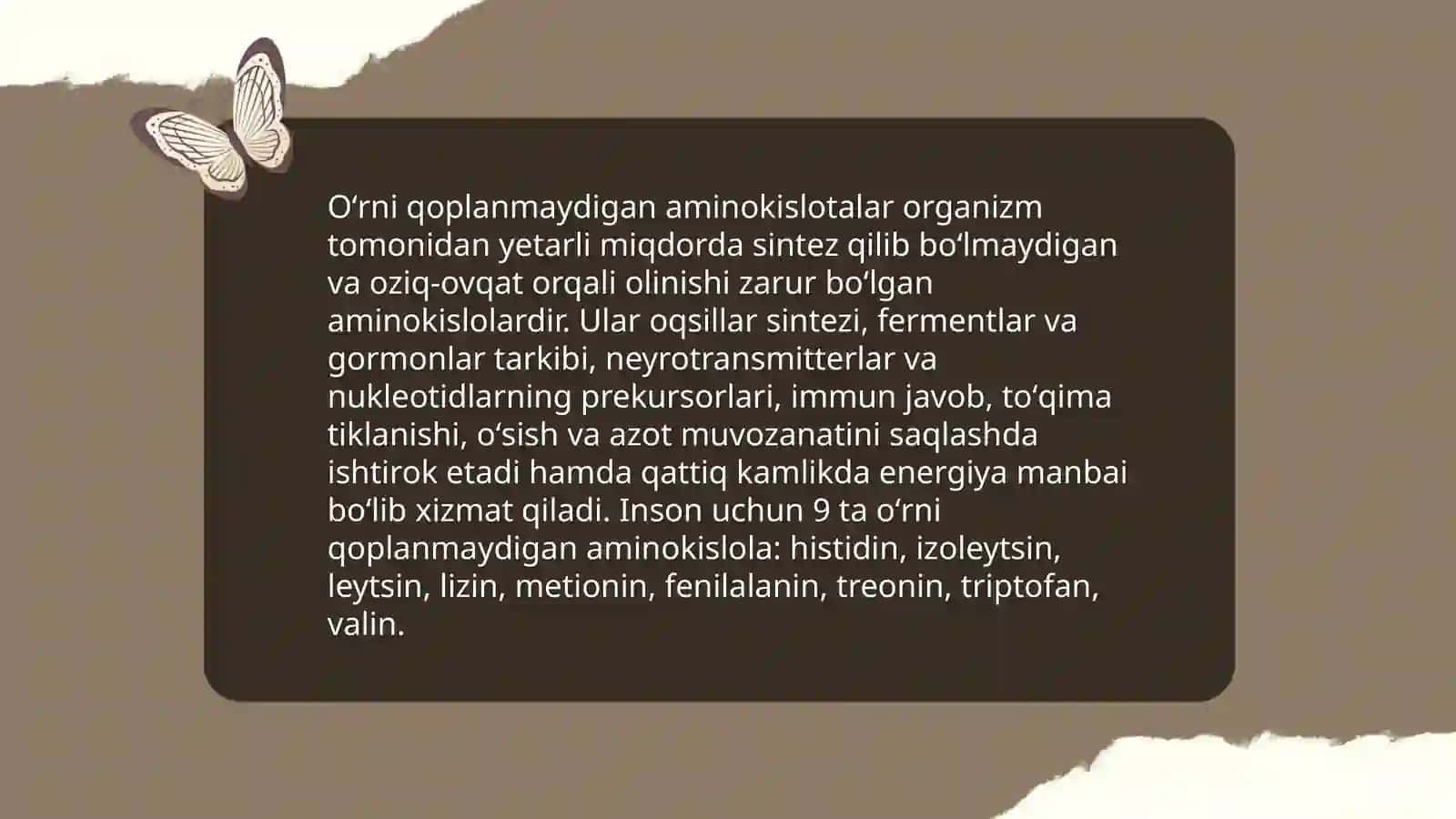 Oʻrni qoplanmaydigan aminokislotalar va ularni olish usullari 3