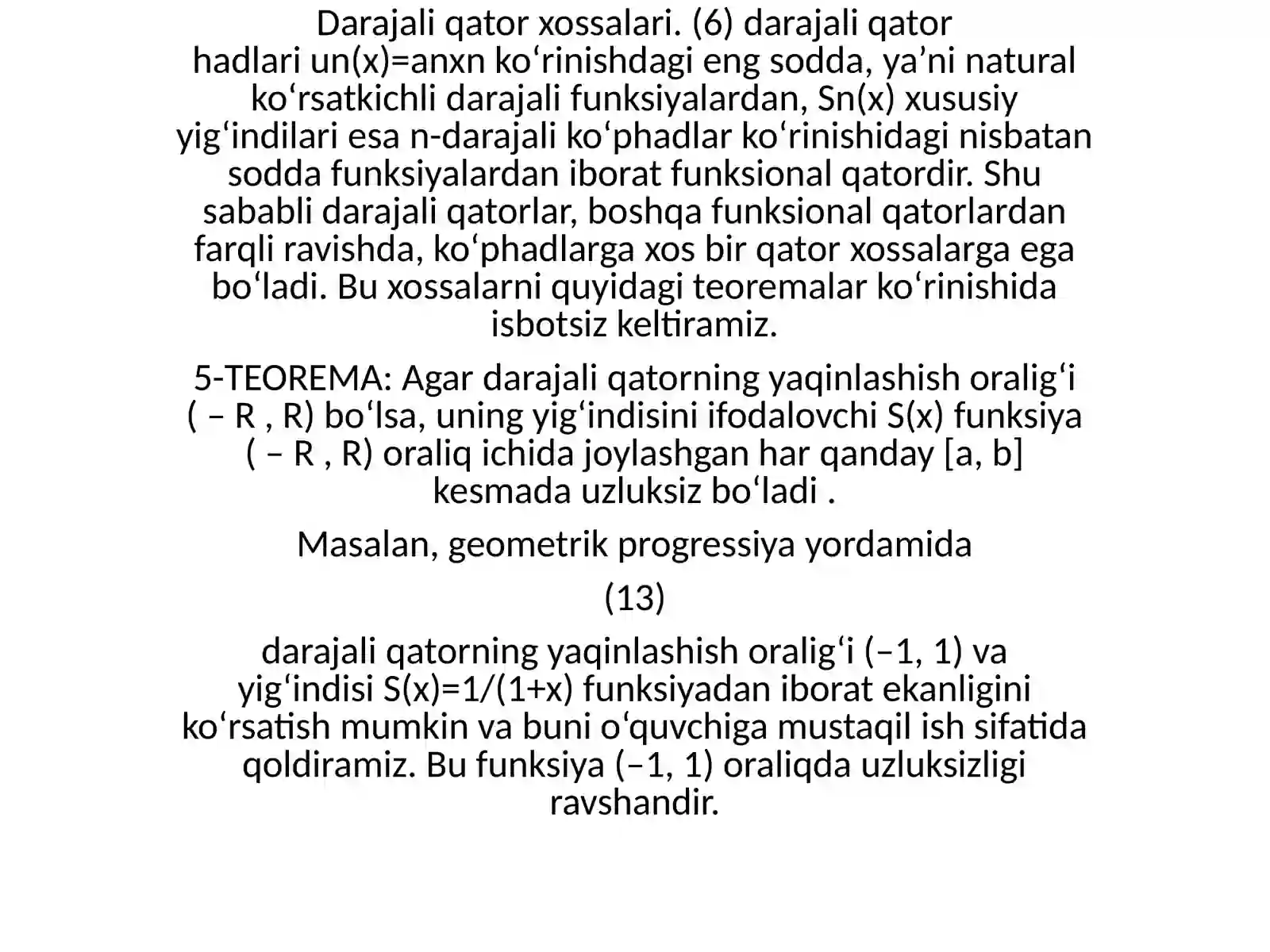 Darajali qator xossalari 3