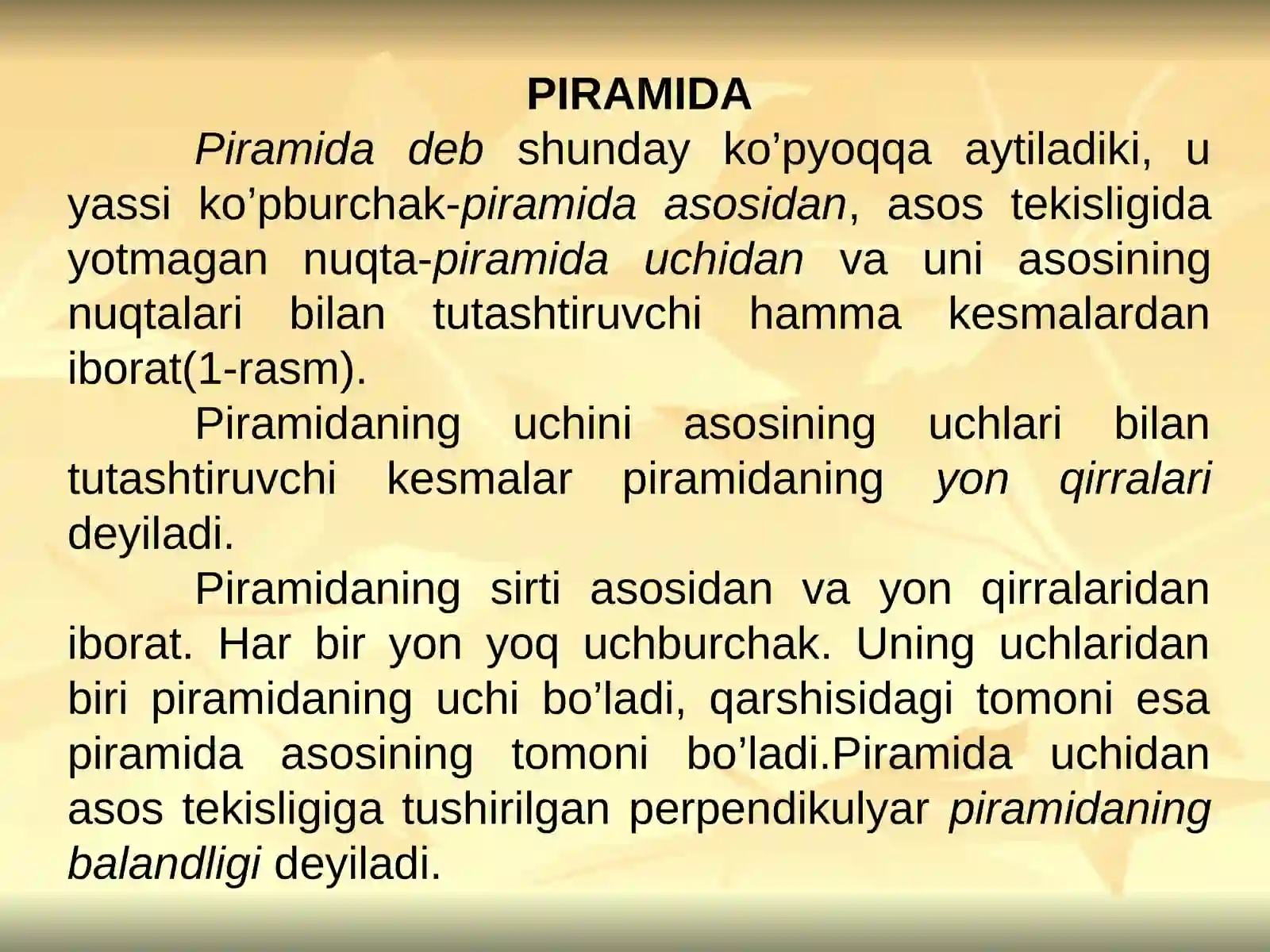 Piramida va uning xossalari 3