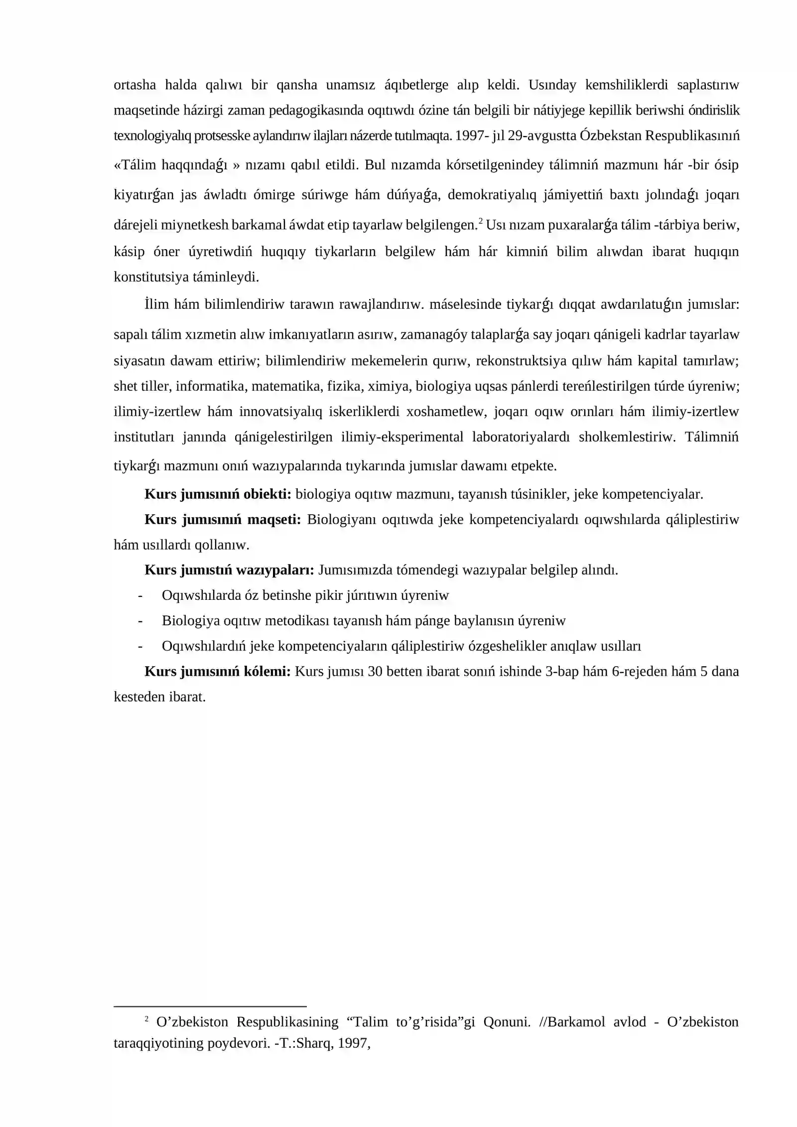 Biologıyanı oqıtıwda tayanısh hám pánge tiyisli jeke kompetencıyalardı rawajlandırıw 3