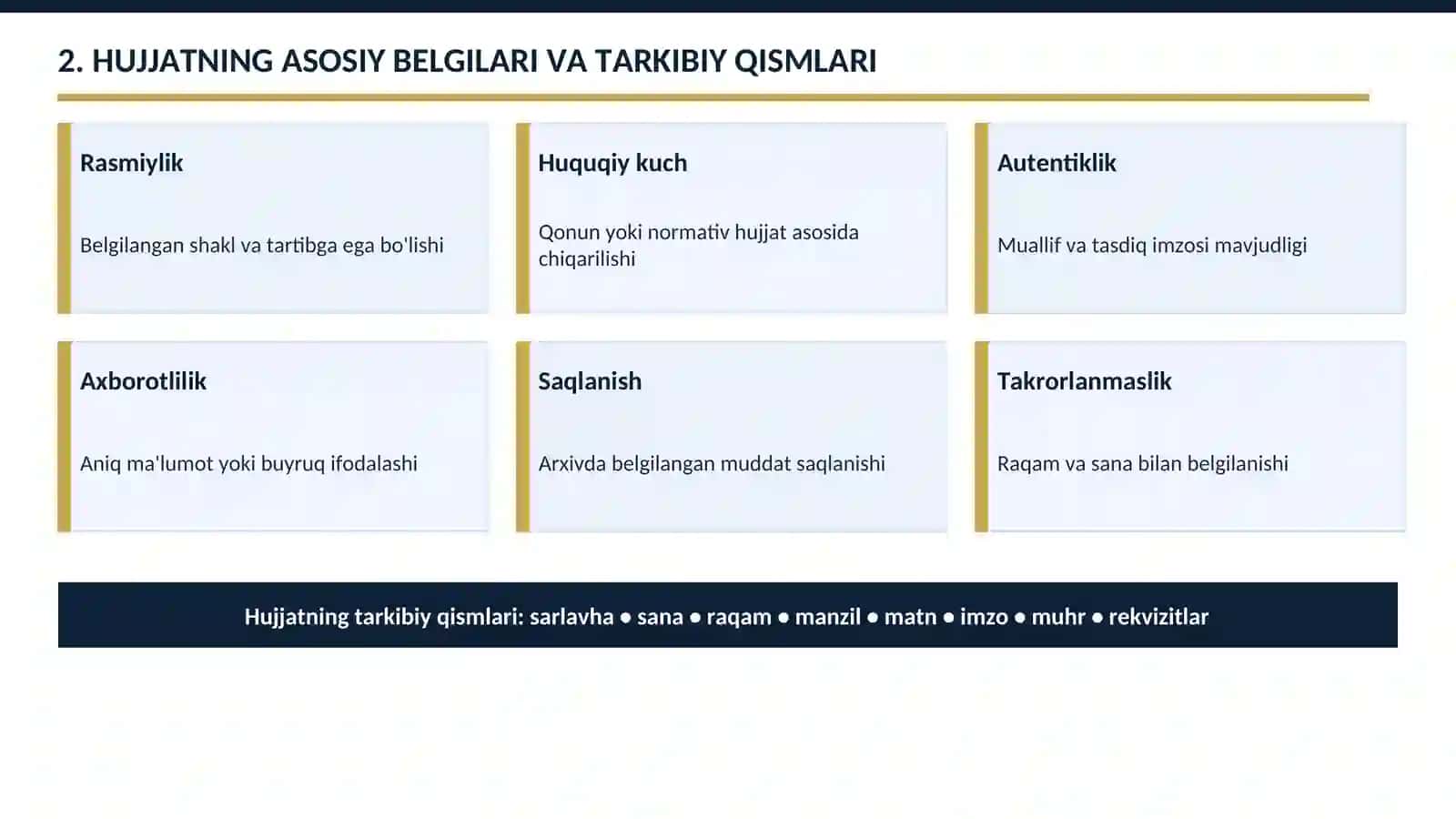 Ish yuritish tili va uslubi. Hujjat turlari va xususiyatlari 3