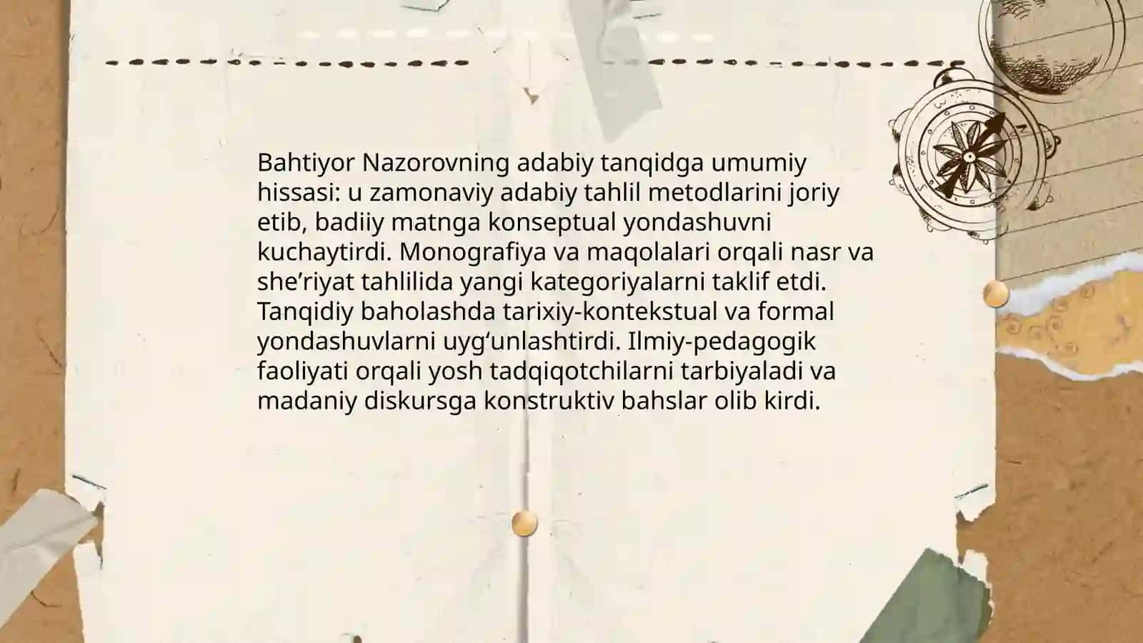 Bahtiyor Nazorovning adabiy tanqidga qoʻshgan hissasi. Adabiy tanqidchilikdagi asarlari by Ismoilova Dilrabo 3