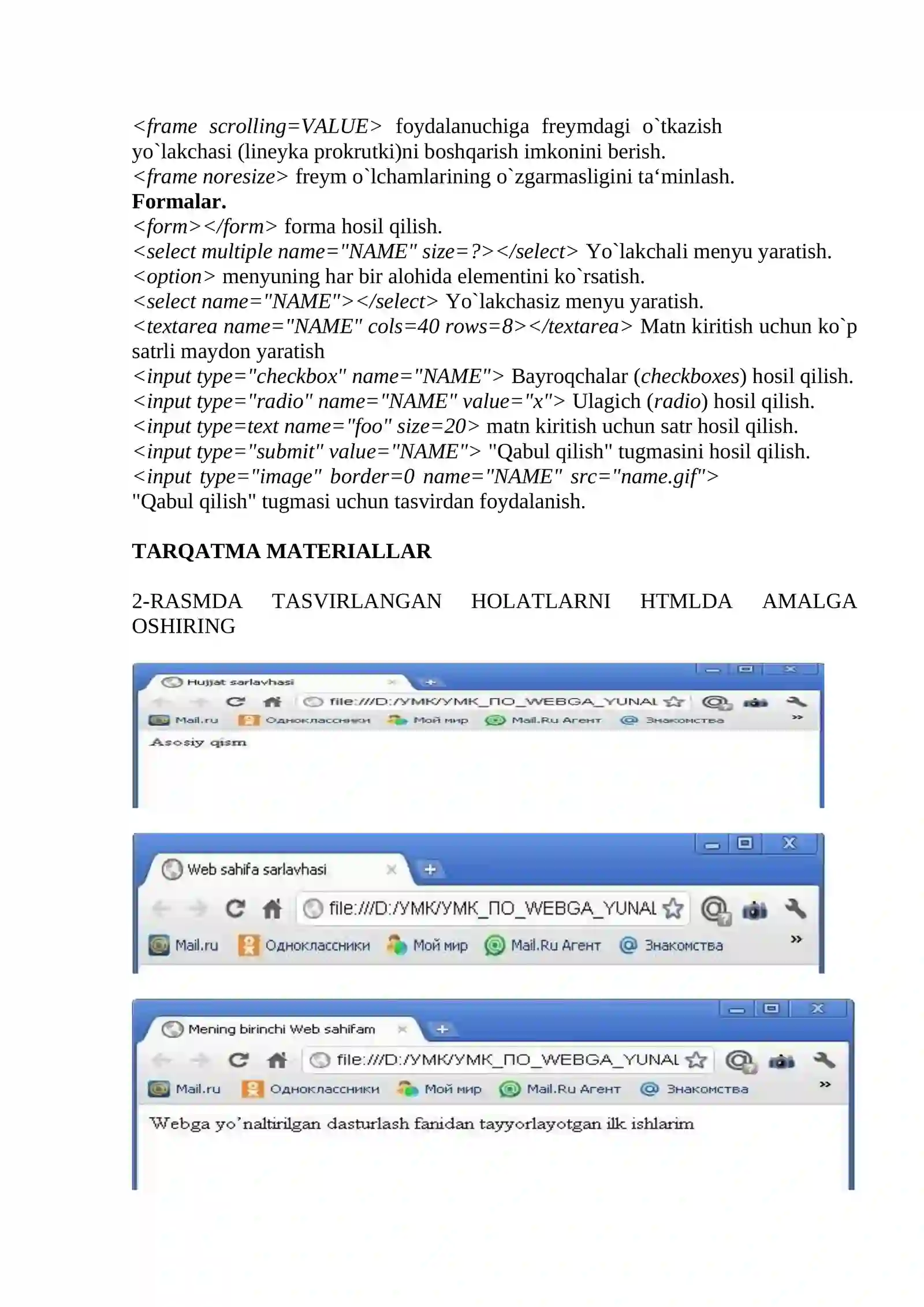 HTML teglari 3