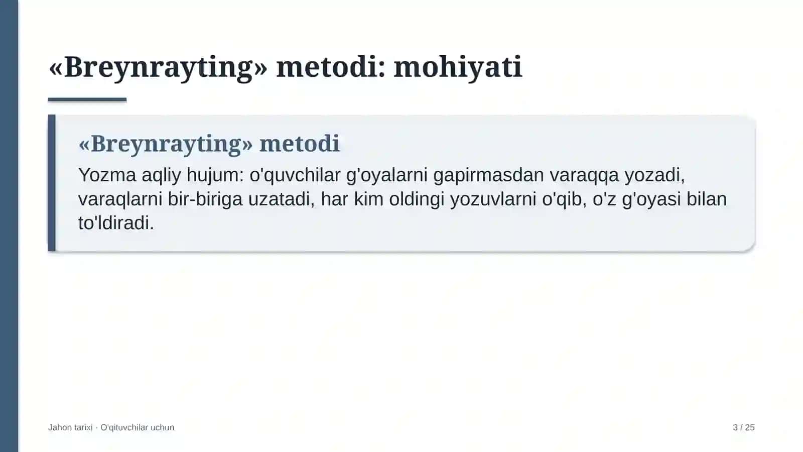 jahon tarixi darslarida breynrayting metodidan foydalanish 9587 3