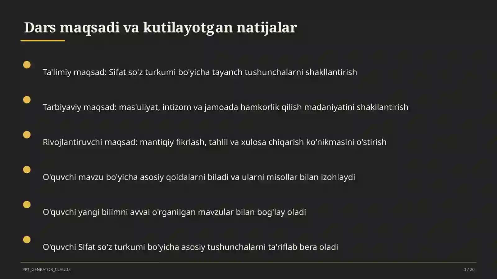 Sifat so'z turkumi (3-sinf) 3