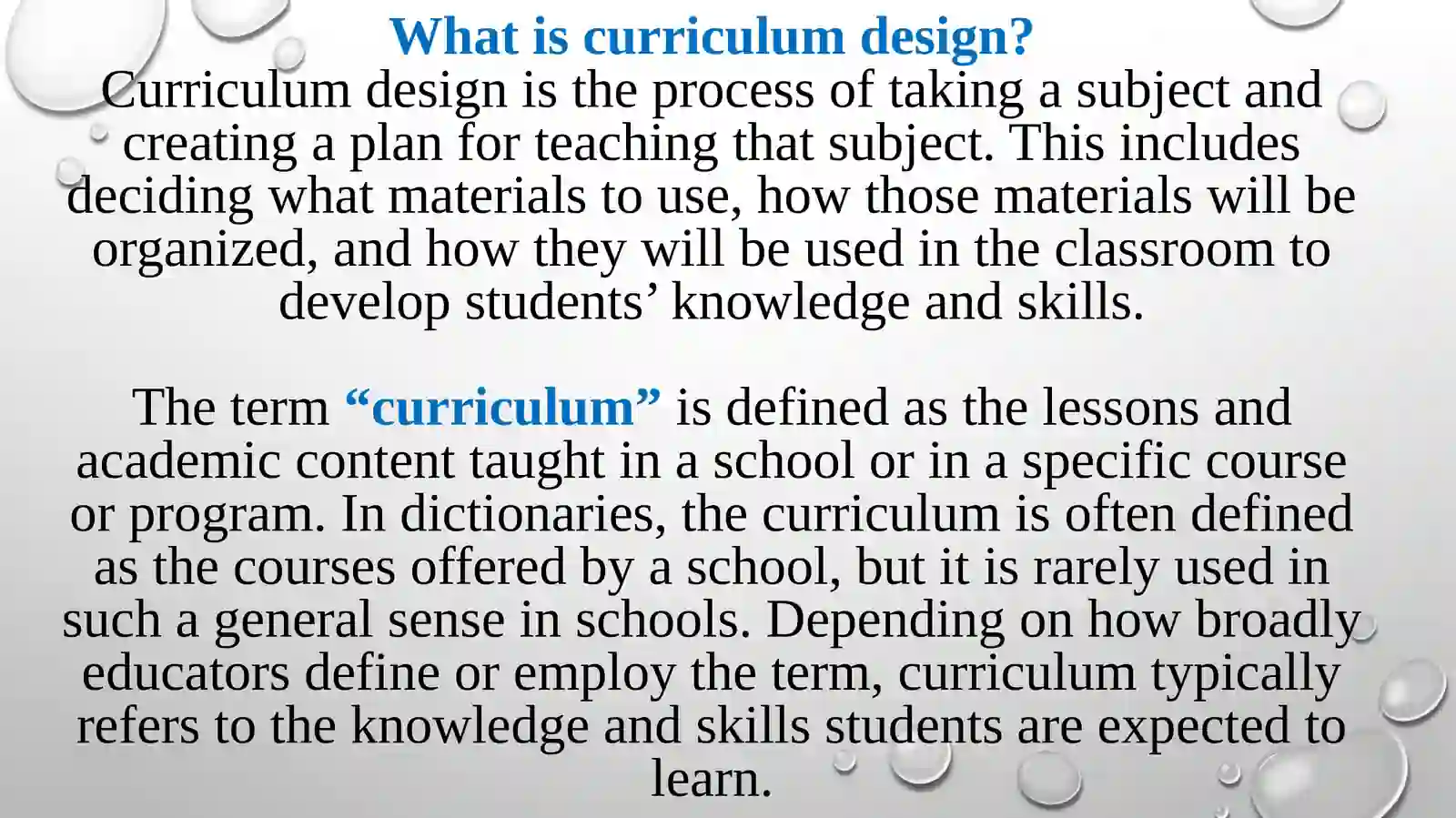 Curriculum design: Possibilities and Realities 3
