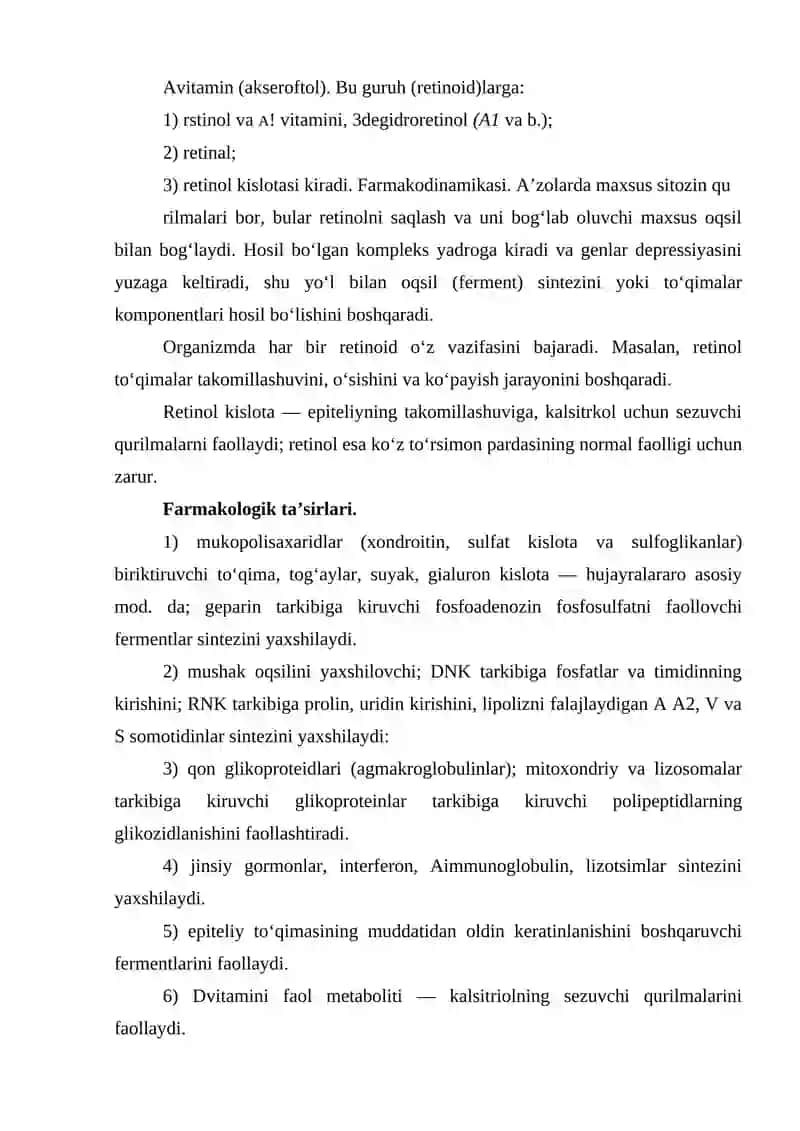 Metabolizmga ta’sir qiluvchi dori vositalarining klinik va farmakologik tavsifi 3