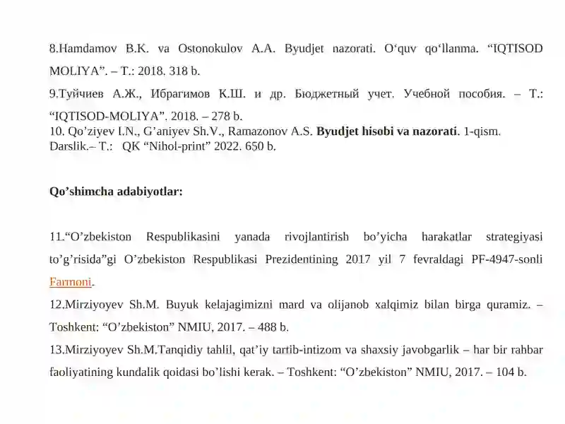 BYUDJET HISOBINING STANDARTLARI VA ULARNING MAZMUNI 3