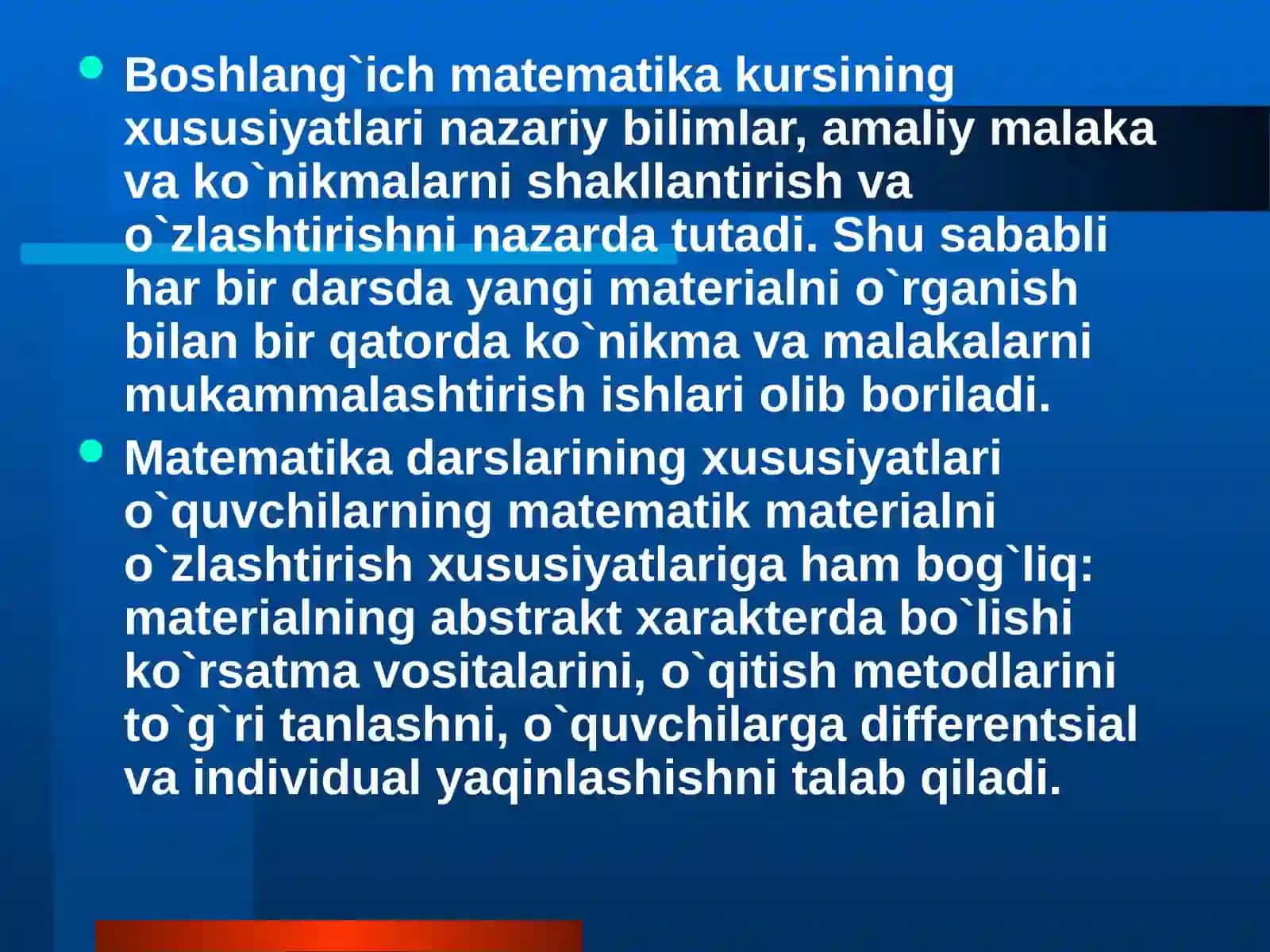 Boshlang`ichsinfda matematikao`qitishmetodikasining mazmuni 3
