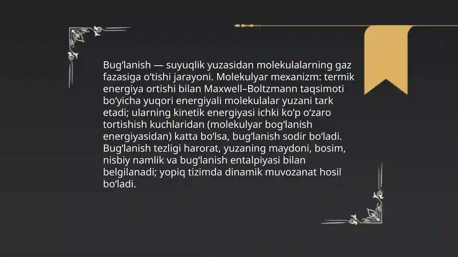 Bugʻlanish va kondensatsiya 3