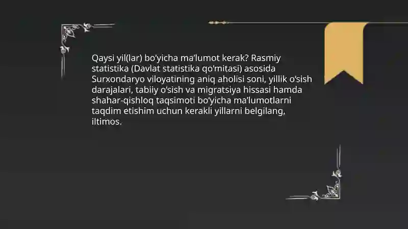 Mintaqalar aholisi demografiyasi va mehnat resurslarini holatini o'rganib tahlil qi;lish (surxondaryo Viloyati misolida) 3