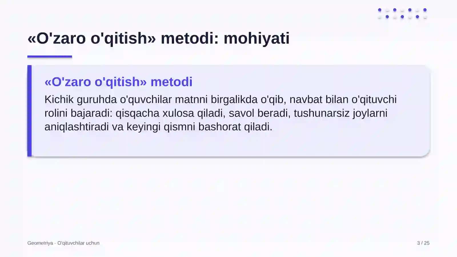 geometriya darslarida o'zaro o'qitish metodidan foydalanish 8034 3