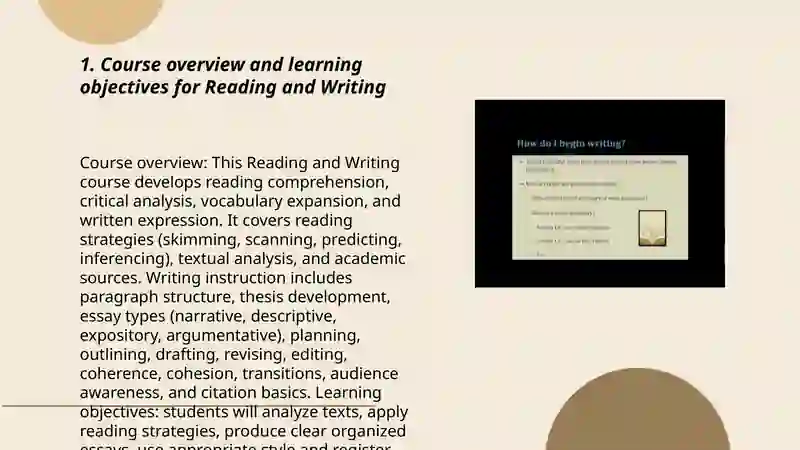 Introduction to the Course: Reading and Writing 3