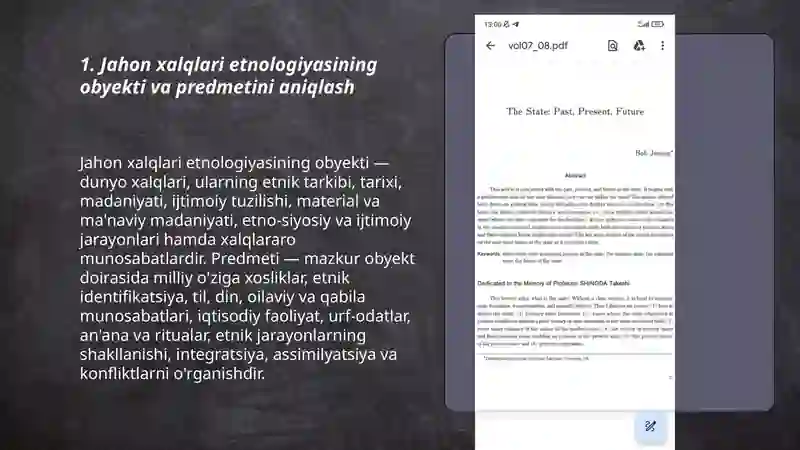 Jahon xalqlari etnologiyasi obyekti, predmeti,maqsadi,vazifasi 3