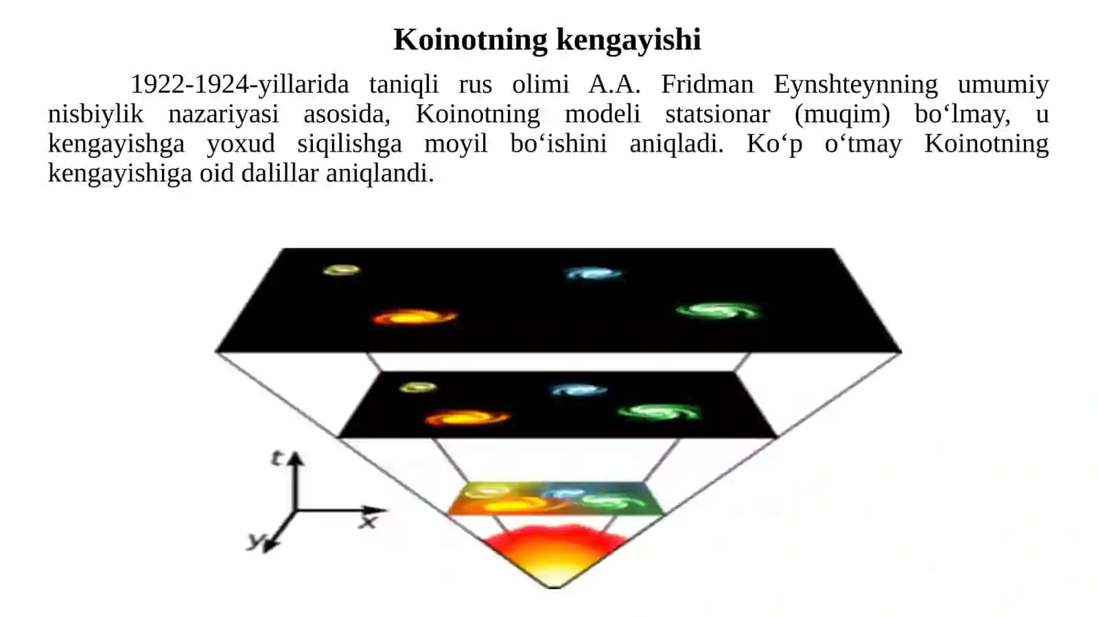11-sinf Astronomiya dars ishlanma. Koinotning kengayishi. Habbl qonuni 3