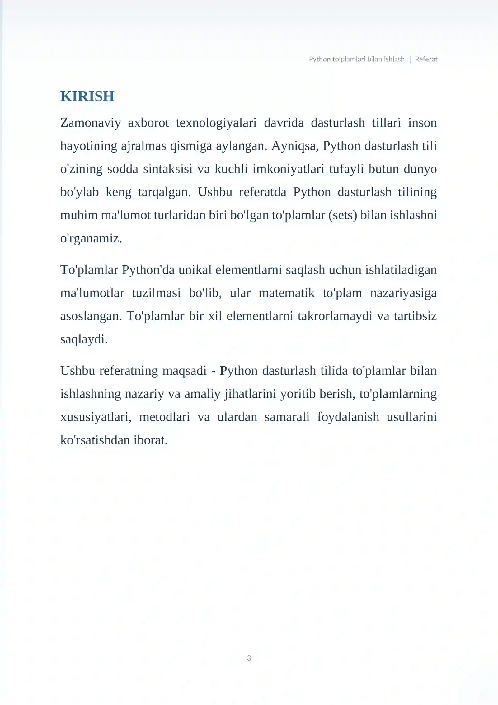 Python to'plamlari bilan ishlash 3