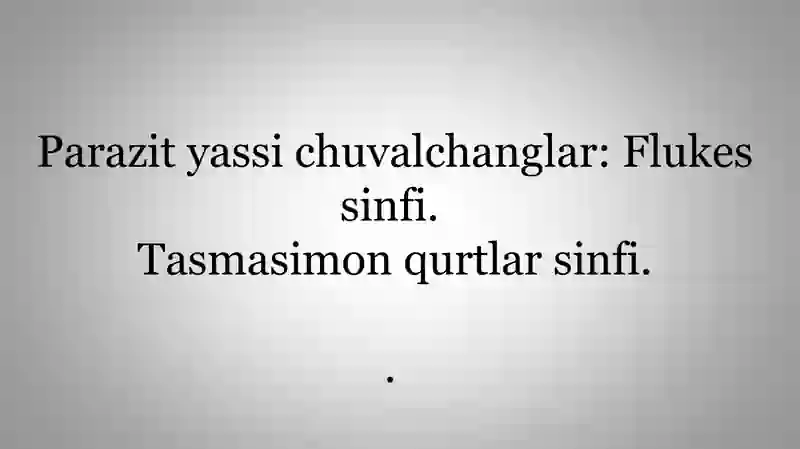 Parazitlar haqida dars 3