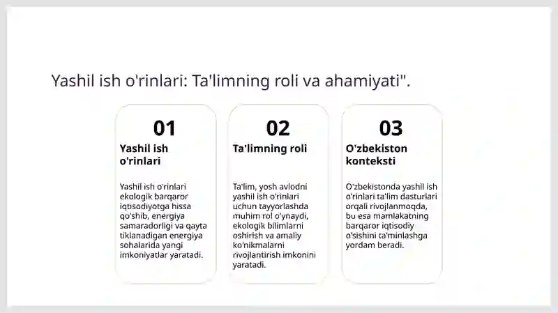 Yashil ish o'rinlari 3