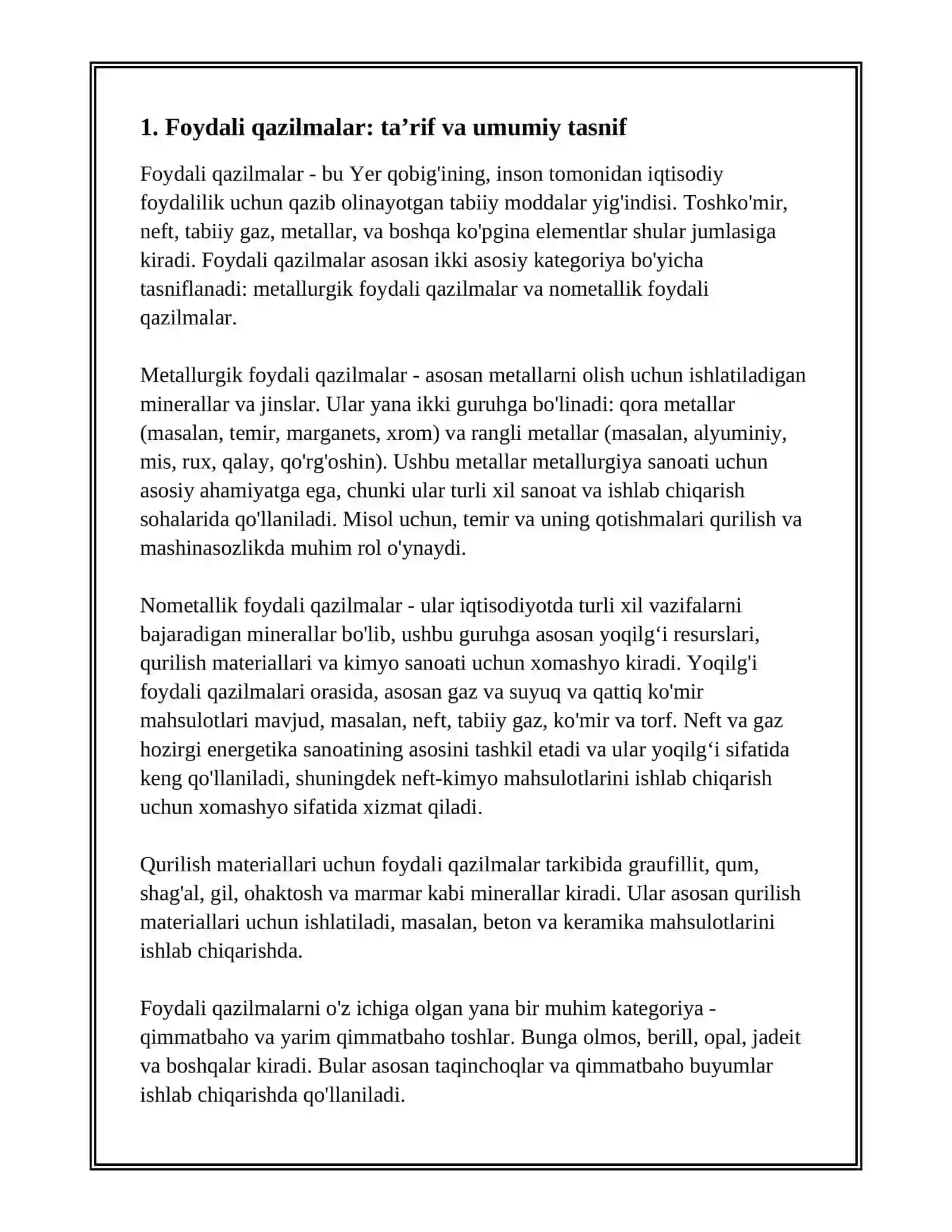 FOYDALI QAZILMA KONLARI VA FOYDALI QAZILMANING TURLARI 3