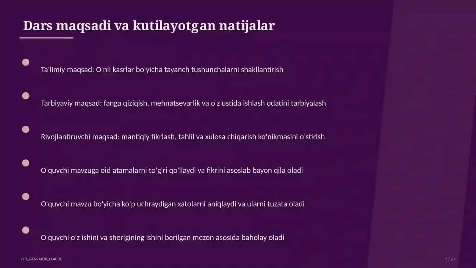O'nli kasrlar (5-sinf) 3