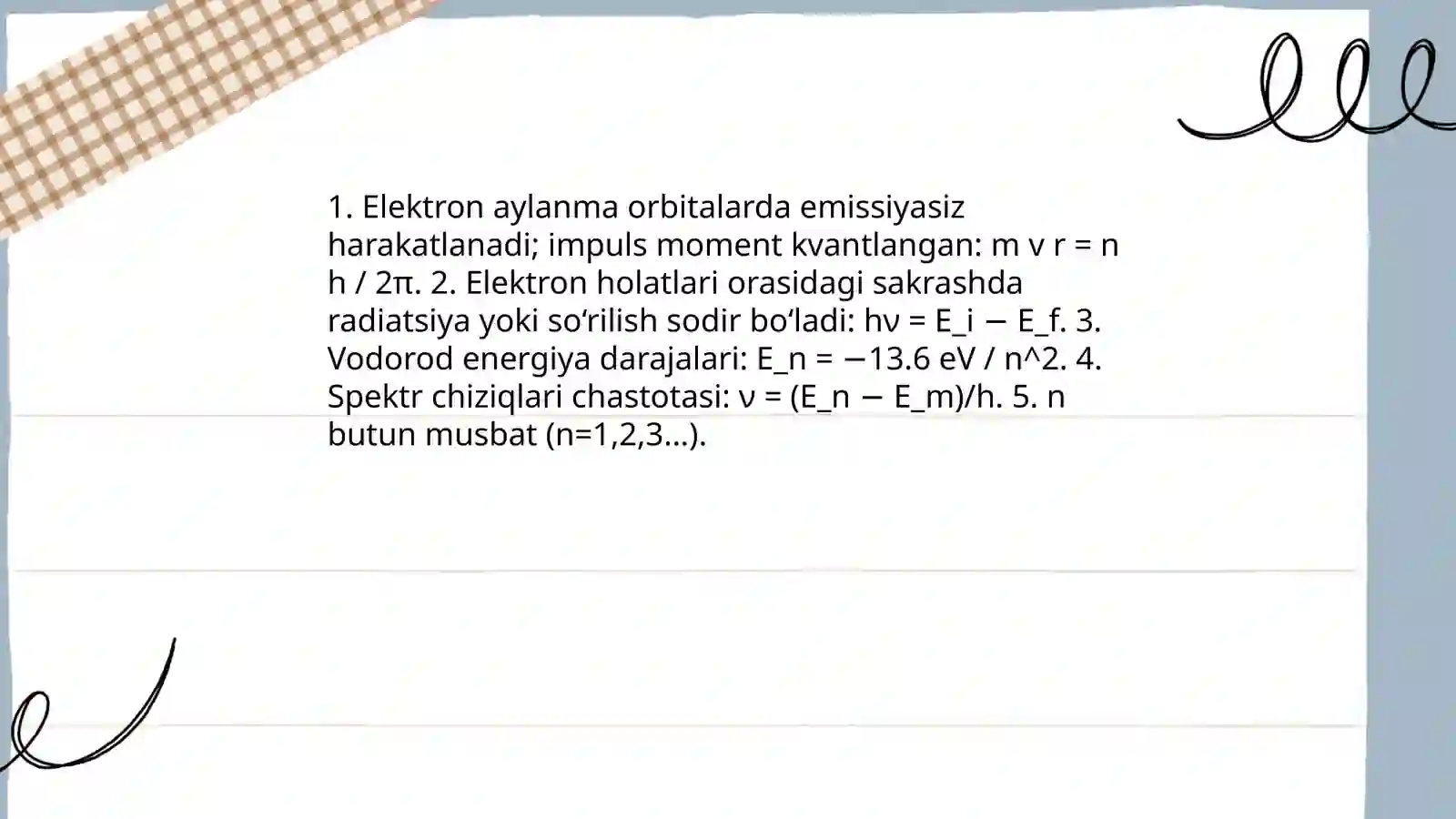 Vodorod atomining Bor nazariyasi 3