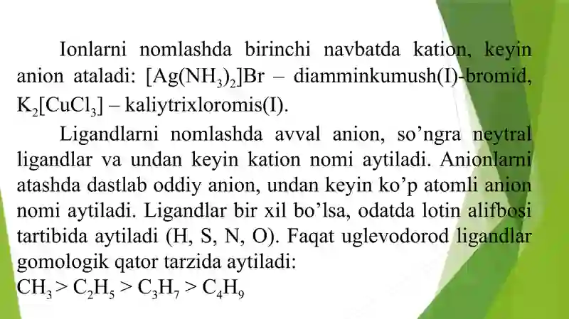 Koordinatsion birikmalar 3