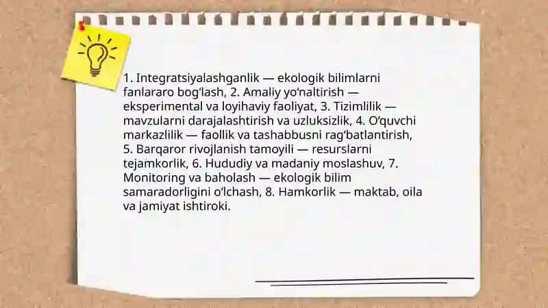Ekologik tarbiyani tashkil etishning asosiy prinsiplari 3