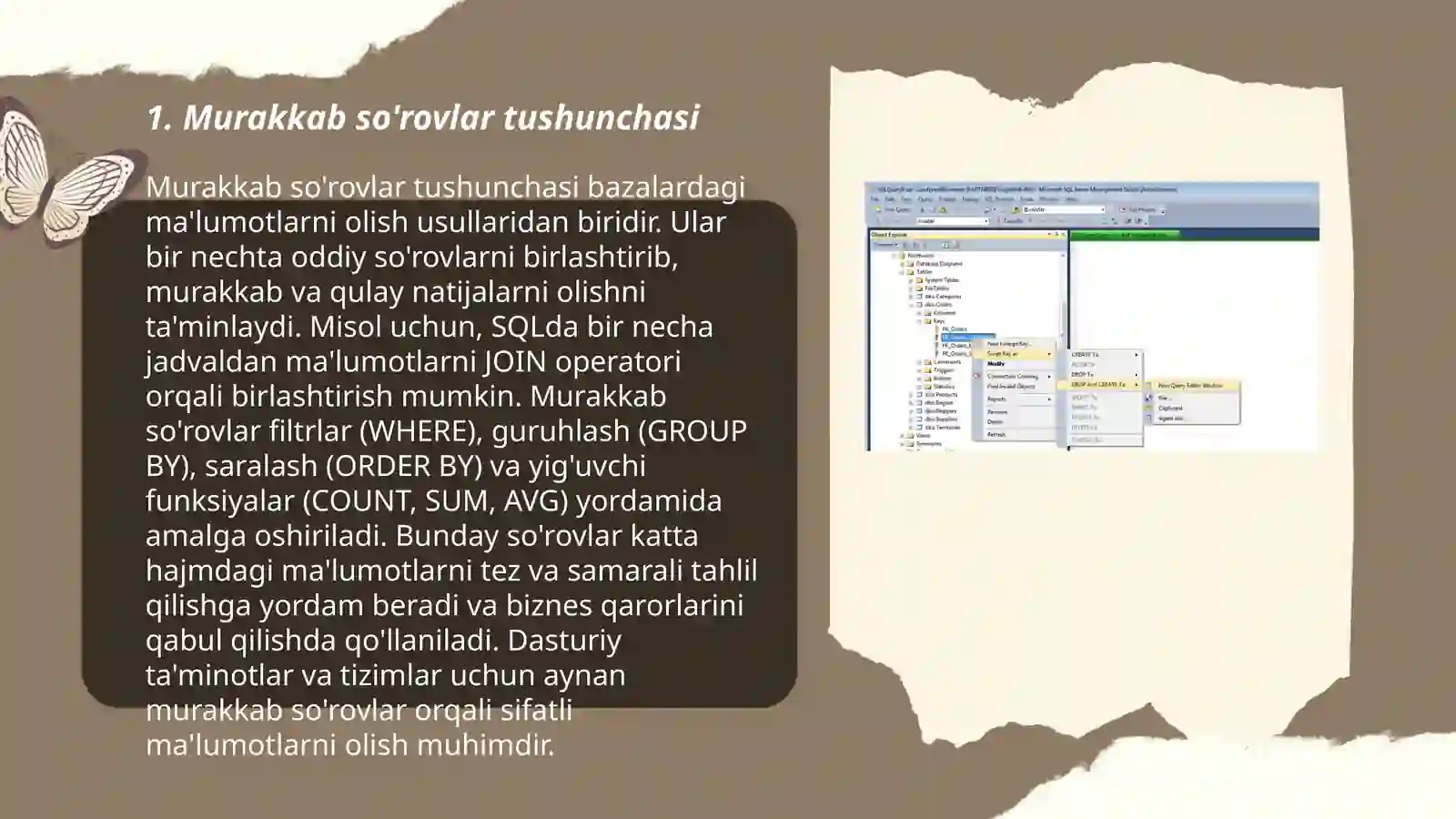 Sql tilida murakkab soʻrovlar yaratish 3