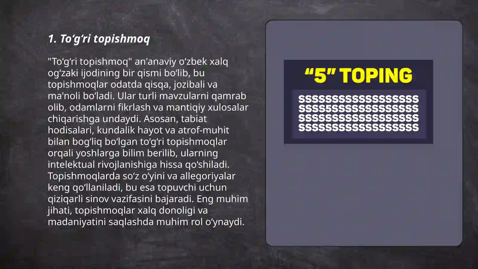 Topishmoqlar 3