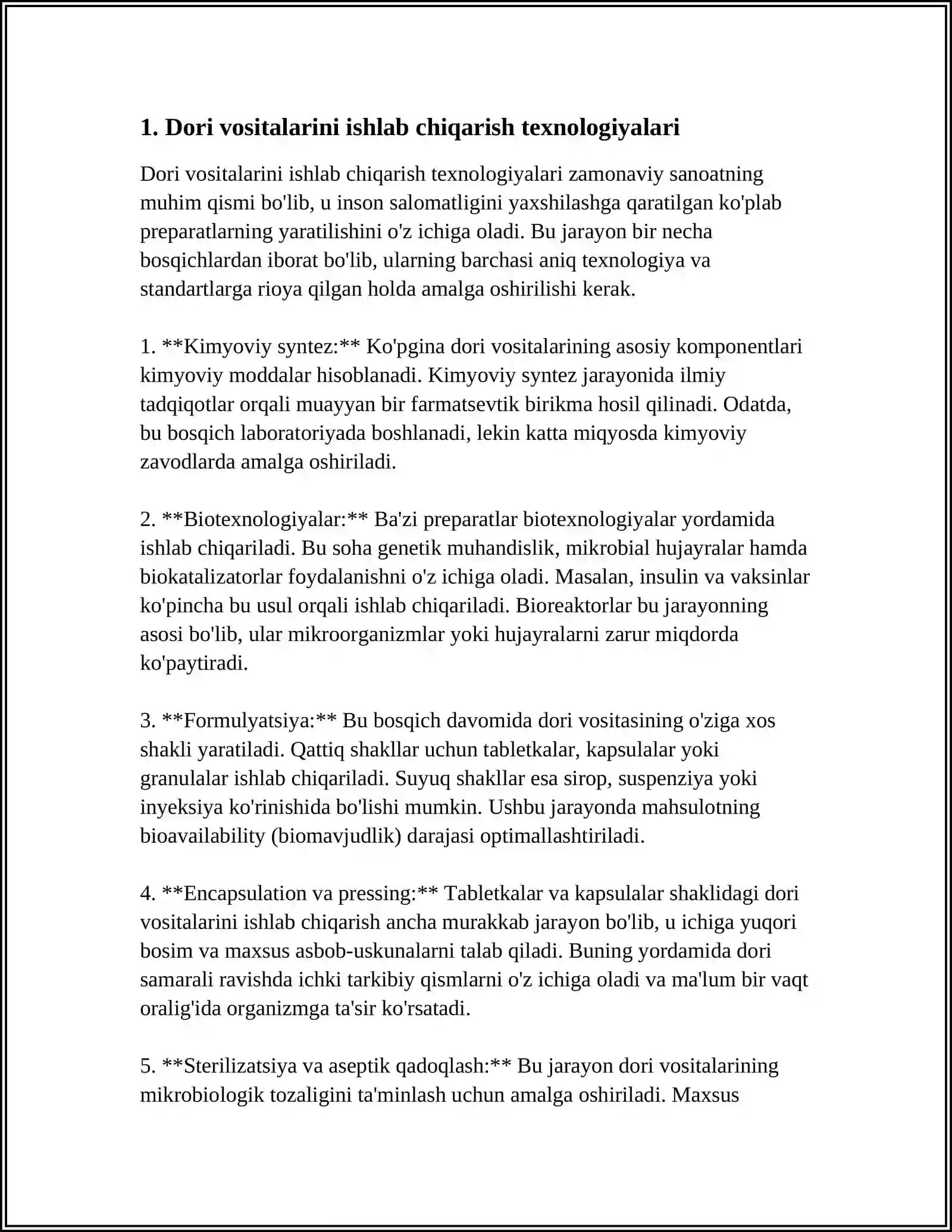 DORI VOSITALAR TIBBIY BUYUMLAR VA FARMASEVTIK TOVARLARNI ISHLAB CHIQARISH 3