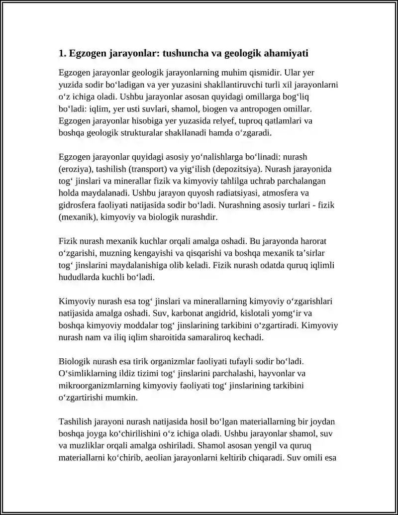 EGZOGEN JARAYONLAR. NURASH VA REYLEF 3