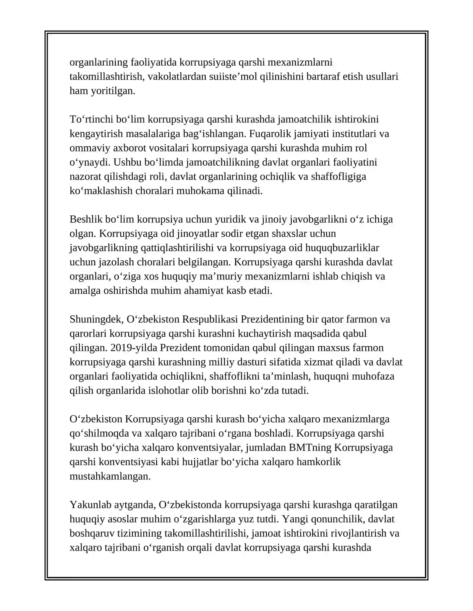 O'ZBEKISTONNING KORRUPSIYAGA QARSHI KURASHI 3