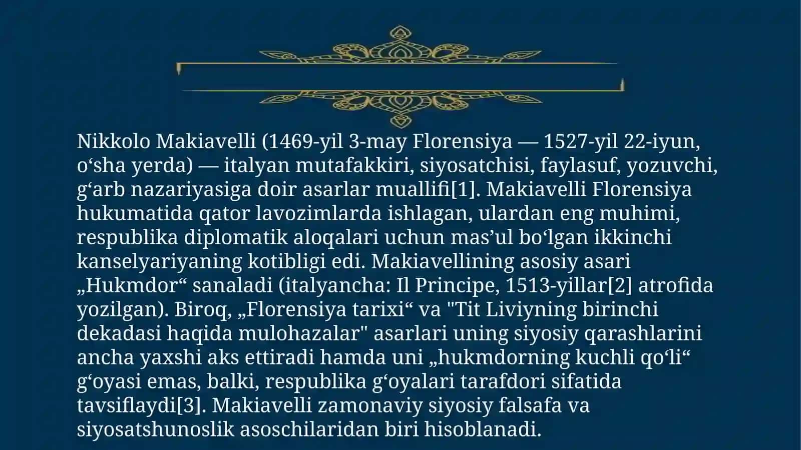 Nikkolo Makiavellining hayoti va faoliyati 3