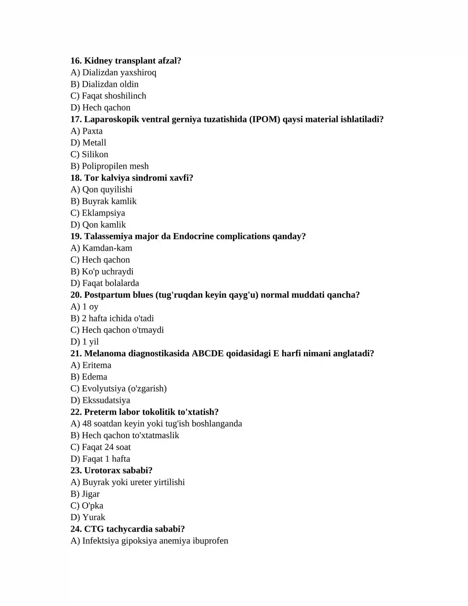 Tibbiyot testlari bepul 3