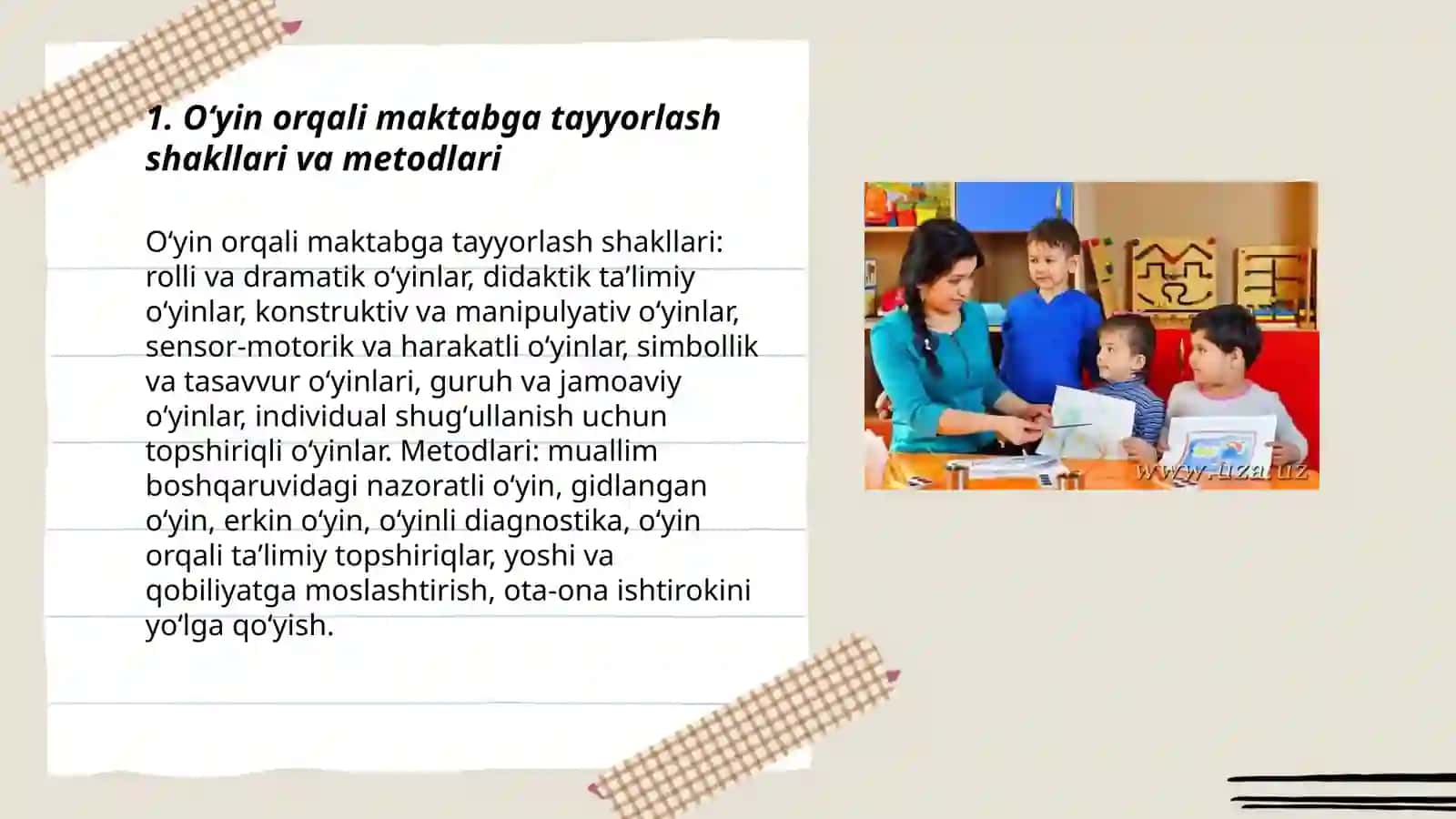 O'YIN ORQALI MAKTABGA TAYYORLASH SHAKLLARI VA METODLARI 3