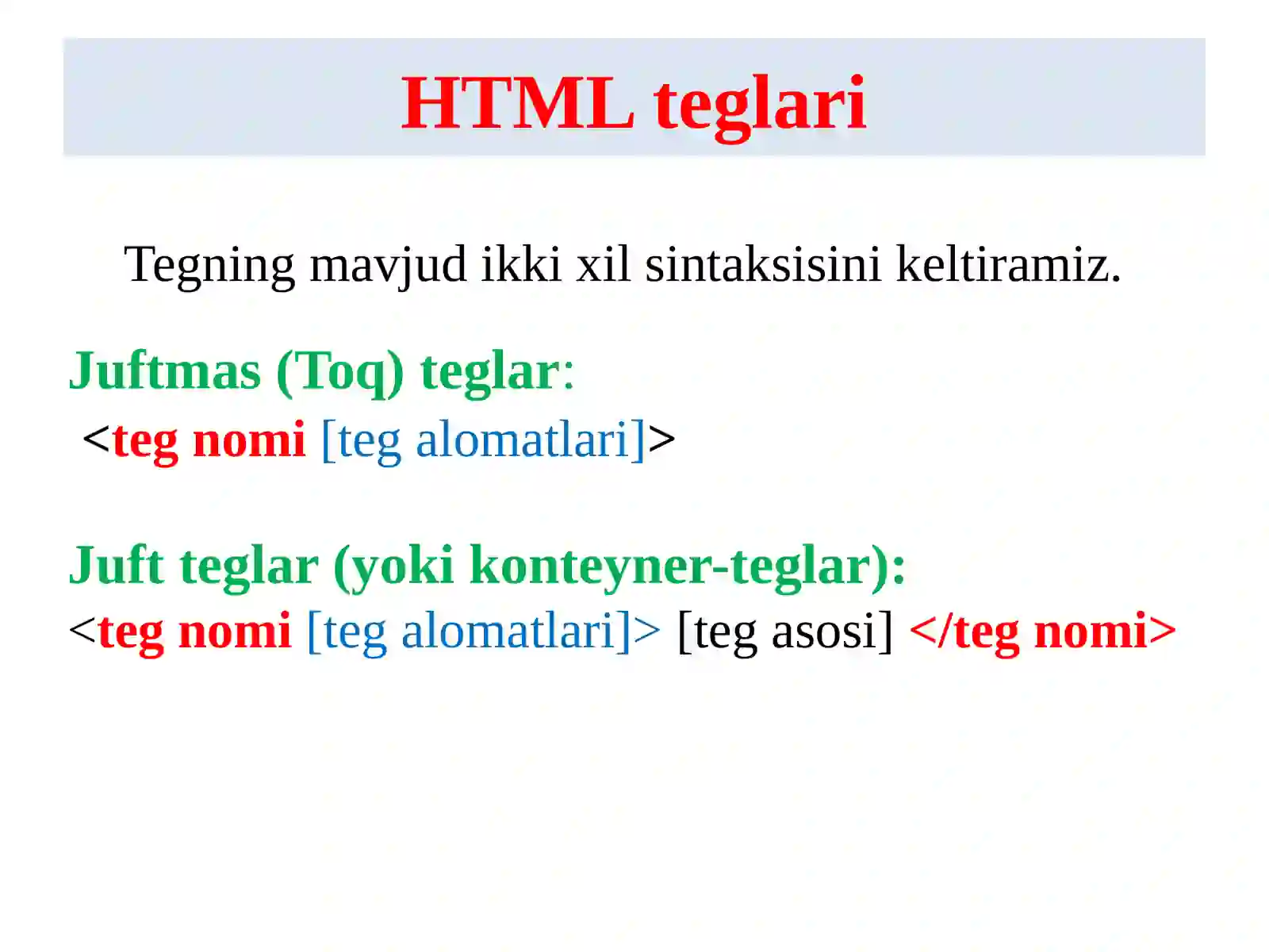 Gipermatnli markerlash tili (HTML) 3