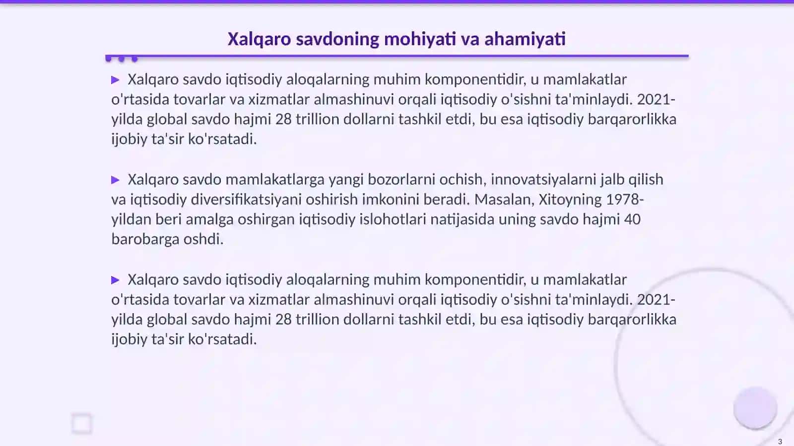 Osiyo mamlakatlari rivojlanishida Xalqaro savdoning roli 3