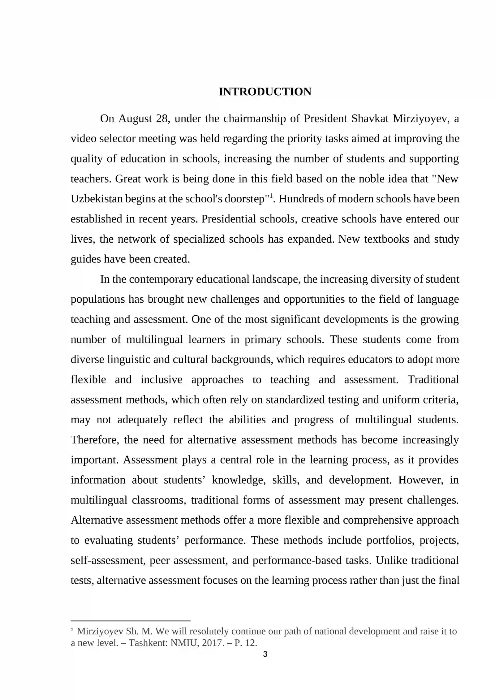 ALTERNATIVE ASSESSMENT METHODS FOR MULTILINGUAL STUDENTS 3