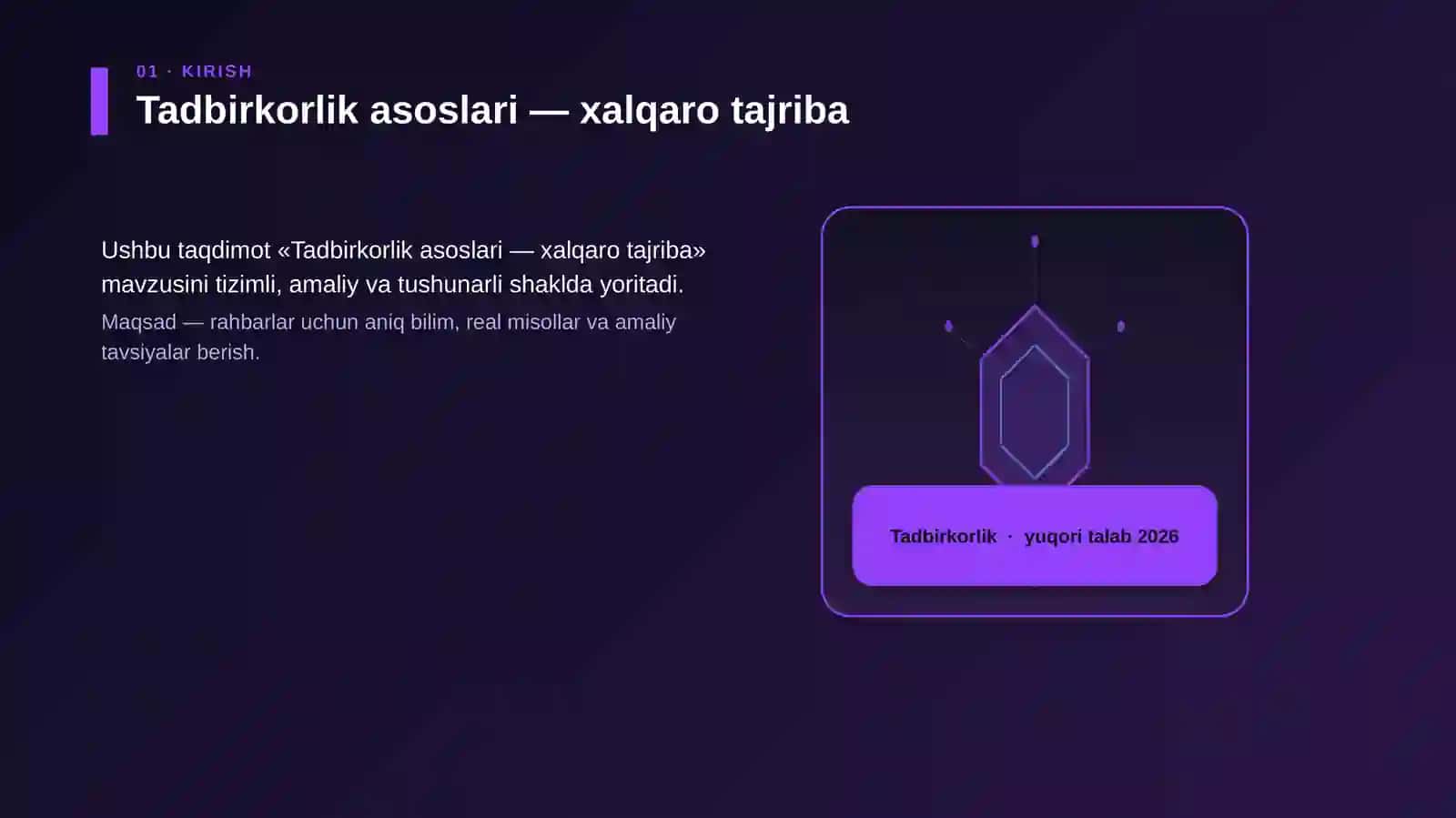Tadbirkorlik asoslari — xalqaro tajriba 3
