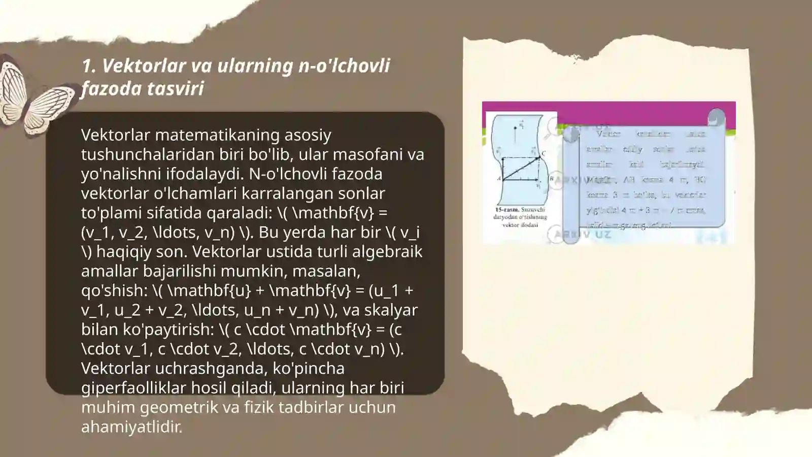 n-o'lchovli vektor fazo. Chiziqli bog'liqlik. Bir jinsli tenglamalar sistemasi 3