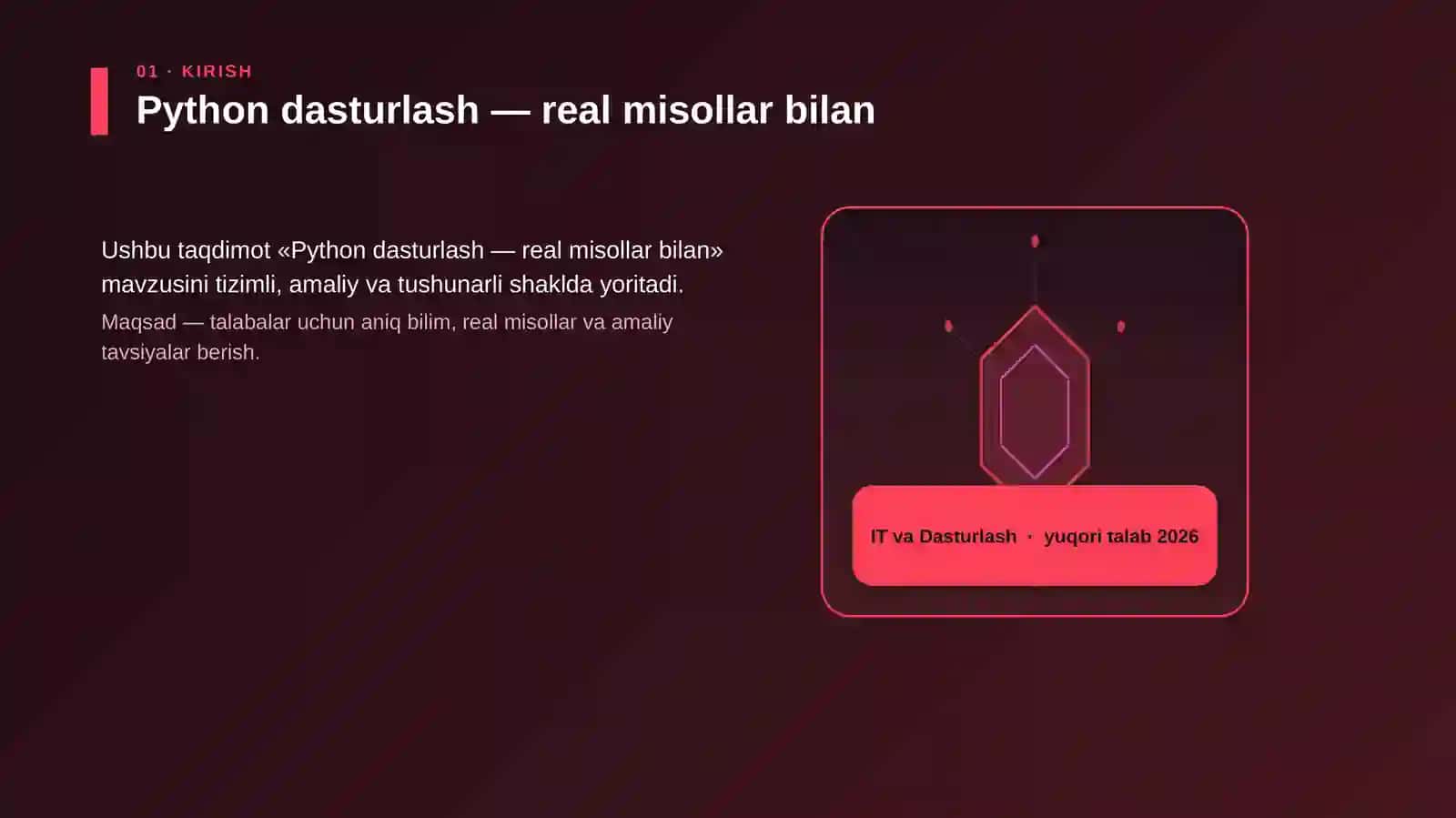 Python dasturlash — real misollar bilan 3