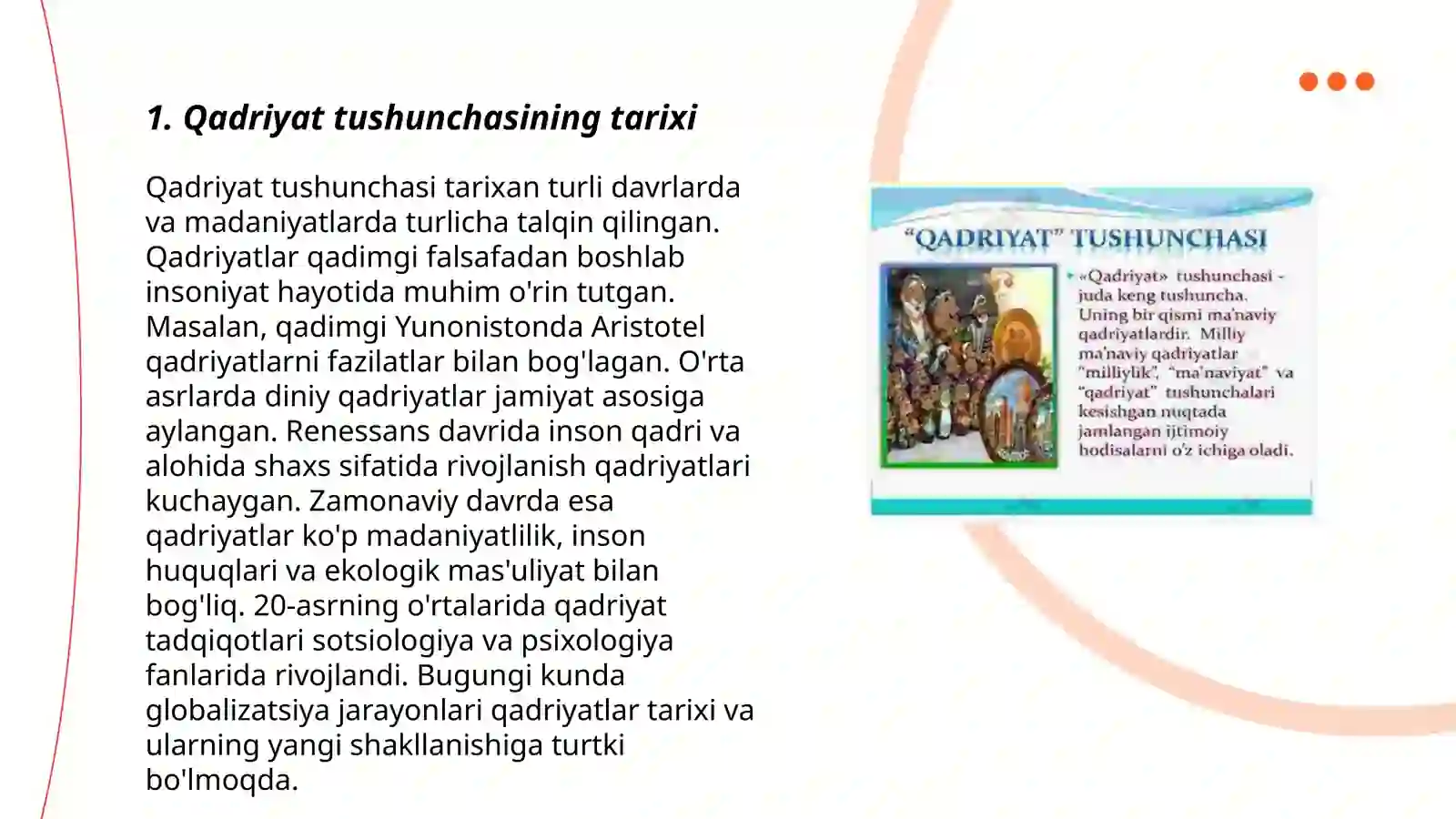 Qadriyat tushunchasining ma'nosi va uning tavsifi 3