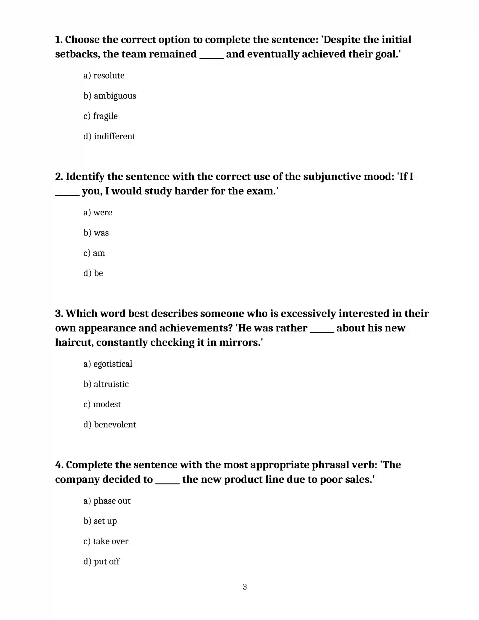 INGLIZ TILI: CEFR (B1/B2) DARAJASI UCHUN GRAMMATIKA VA LUG'AT BOYLIGI TESTLARI 3