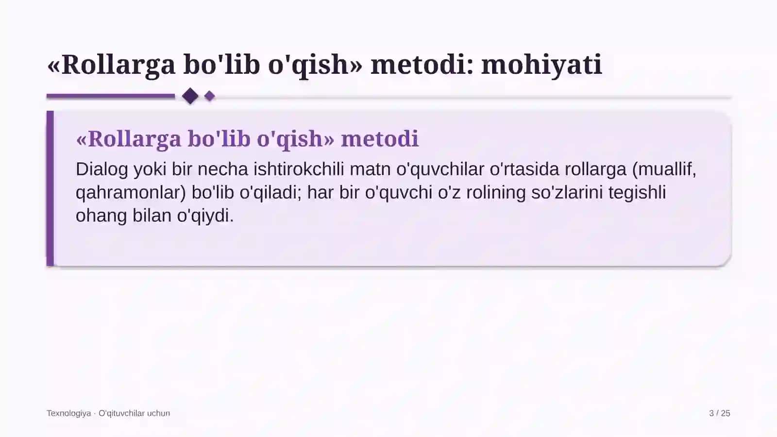texnologiya darslarida rollarga bo'lib o'qish metodidan foydalanish 3498 3