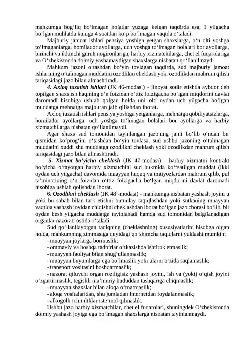 Jinoiy jazo tushunchasi va tizimi. Jazo tayinlash 3