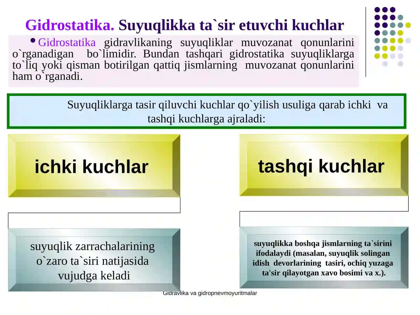 DЕVORLARGA SUYUQLIKNING BOSIM KUCHI.NISBIY TINCHLIK 3