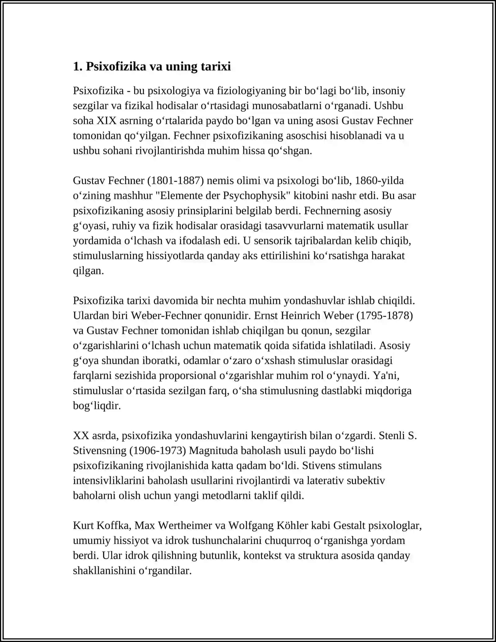 MUSTAQIL ISH Mavzu: PSIXOFIZIKA VA PSIXOFIZIOLOGIYA 3