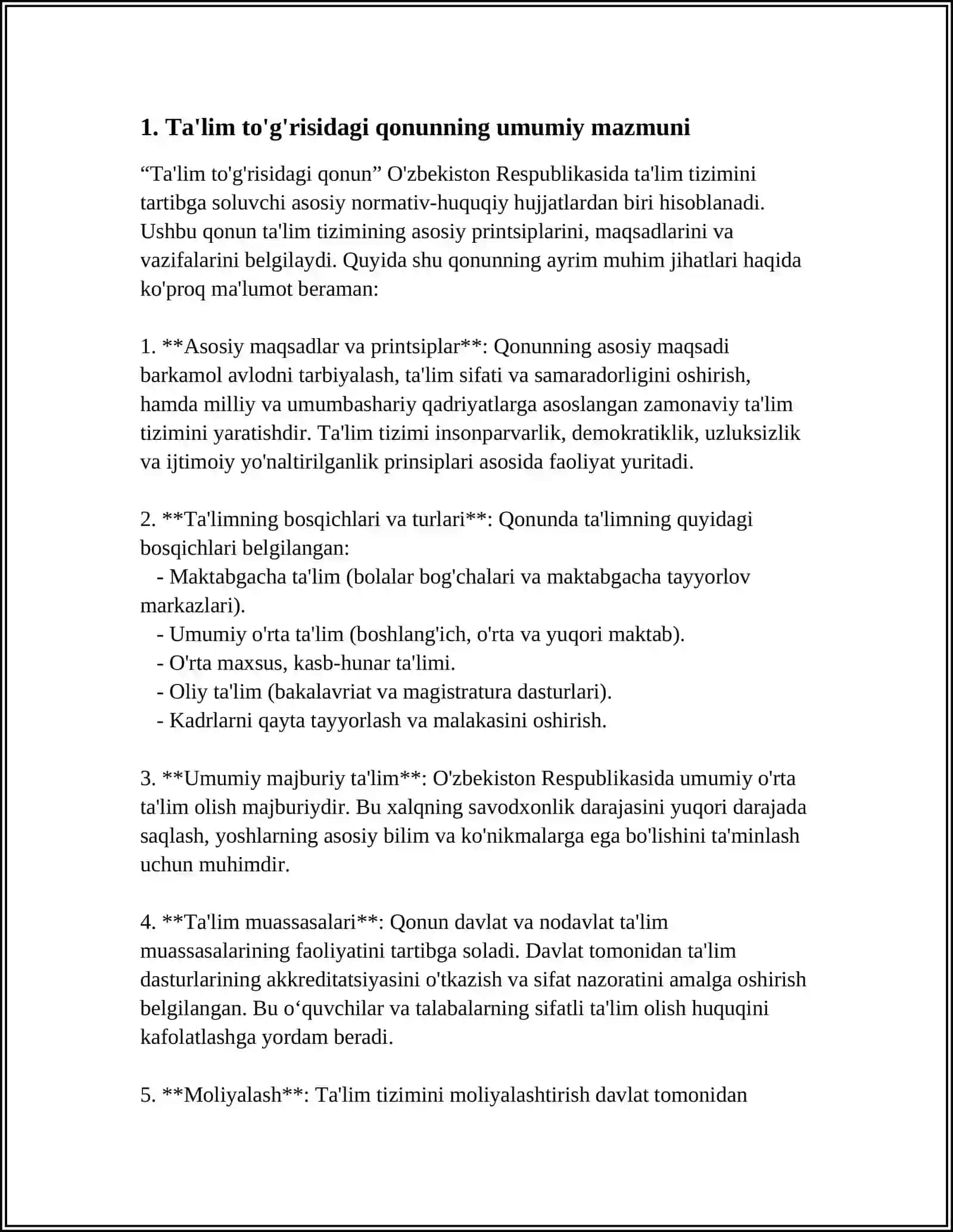 Ta'lim to'g'risidagi qonun va uning mohiyati 3