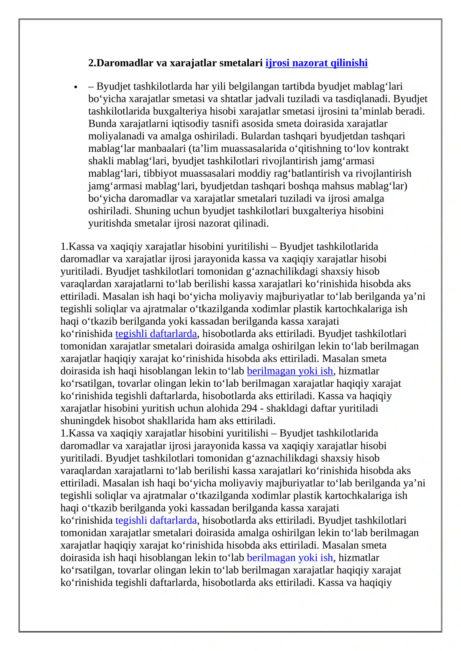 Byudjet tashkilotlarida byudjet hisobining tashkiliy uslubiy jihatlari 3
