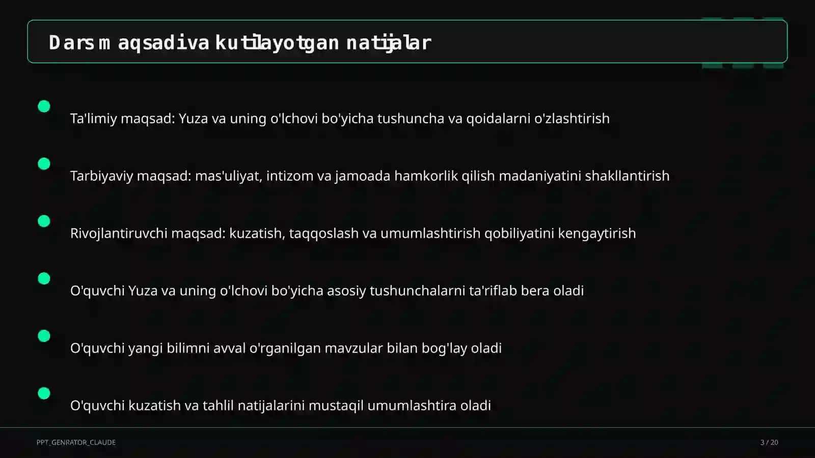Yuza va uning o'lchovi (3-sinf) 2